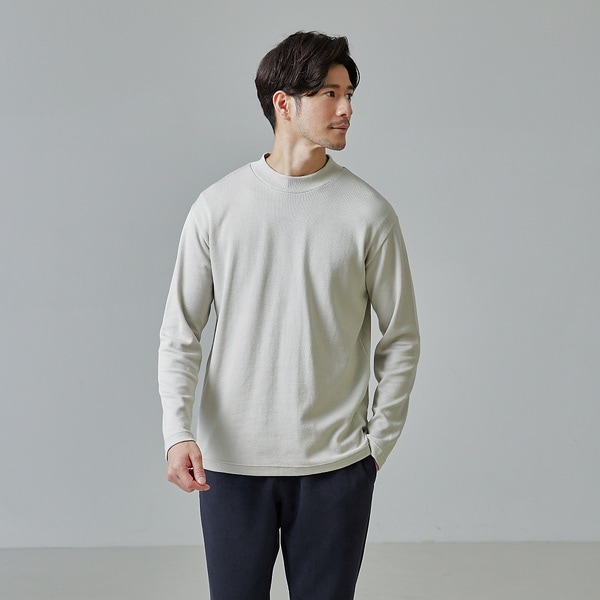 アバハウス（ABAHOUSE）/【モックネック】ハリヌキ ストレッチ 長袖 Ｔシャツ