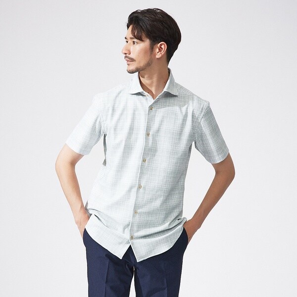 アバハウス（ABAHOUSE）/【FLEX SHIRTS】接触冷感 スラブチェック 半袖シャツ_6