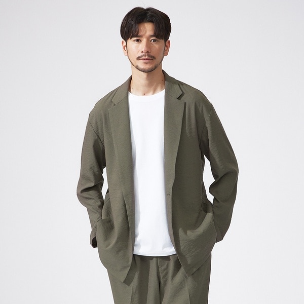 アバハウス（ABAHOUSE）/【セットアップ対応】クレープ ストレッチ ワンボタン ジャケット / サマージャ