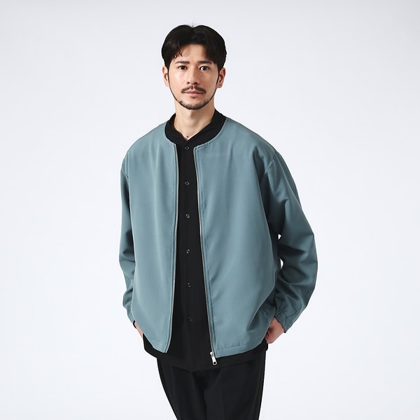 アバハウス（ABAHOUSE）/【ノーカラー】クルーネック ジップブルゾン / ノーカラージャケット