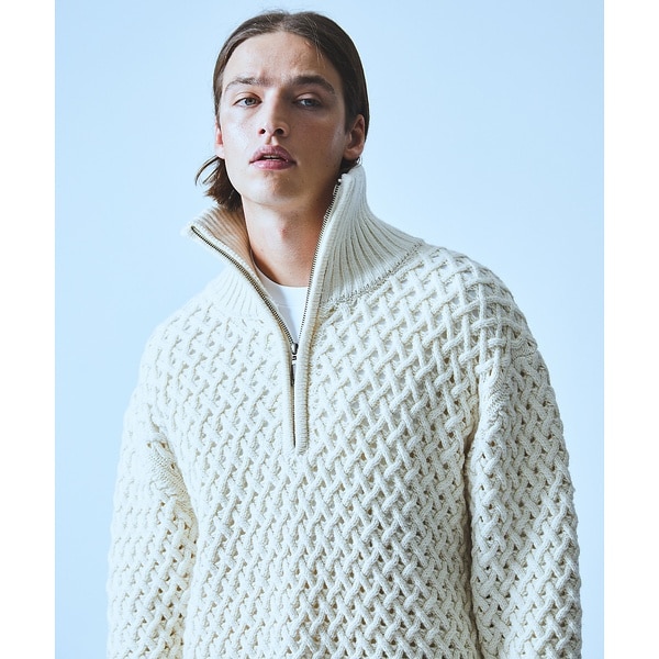 アバハウス（ABAHOUSE）/【透かしケーブル】ハーフジップ ニット プルオーバー