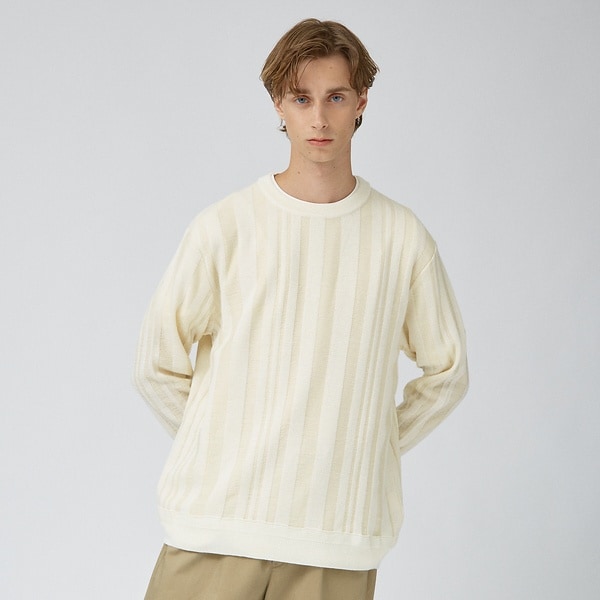 アバハウス（ABAHOUSE）/【ウールブレンド】ランダムストライプ ニット