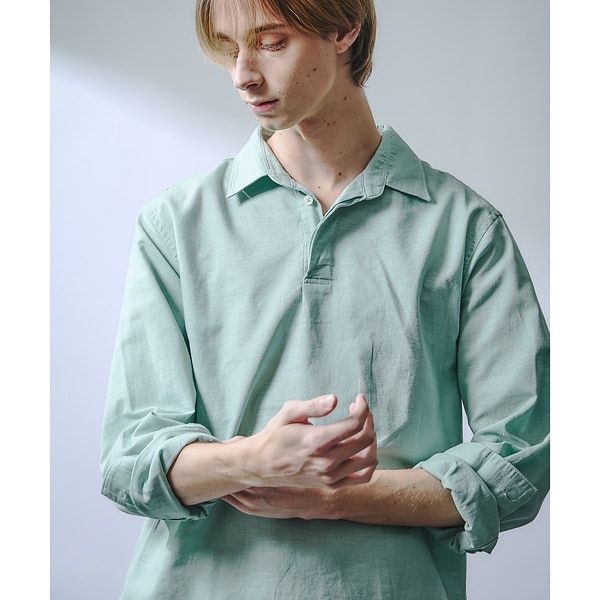 アバハウス（ABAHOUSE）/コットンリネン 比翼 プルオーバーシャツ