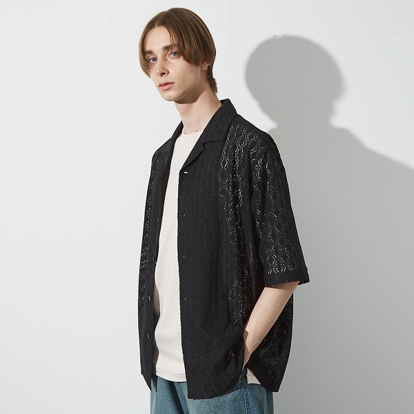 アバハウス（ABAHOUSE）/【ジオメトリック柄】 ストレッチ シアーシャツ/レースシャツ