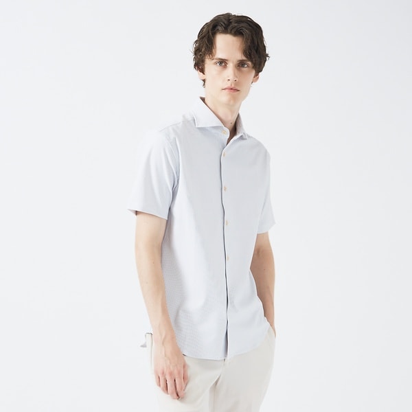 アバハウス（ABAHOUSE）/【FLEX】ナロウストライプ 半袖シャツ/ジャージシャツ