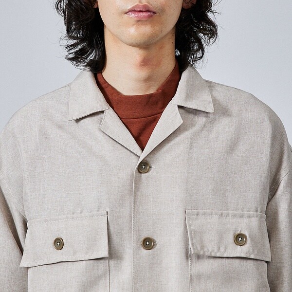 アバハウス（ABAHOUSE）/【セットアップ対応】リネンライクミリタリーシャツ/CPOシャツ_6