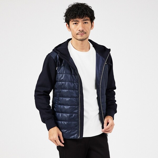 アバハウス（ABAHOUSE）/【MASCHILE】セットアップ対応/チェック リンクス ニット フードブルゾン