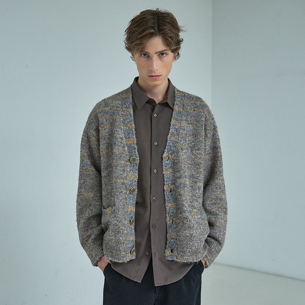 アバハウス（ABAHOUSE）/【シャギー素材】ミックスループヤーン　カーディガン / メランジニット