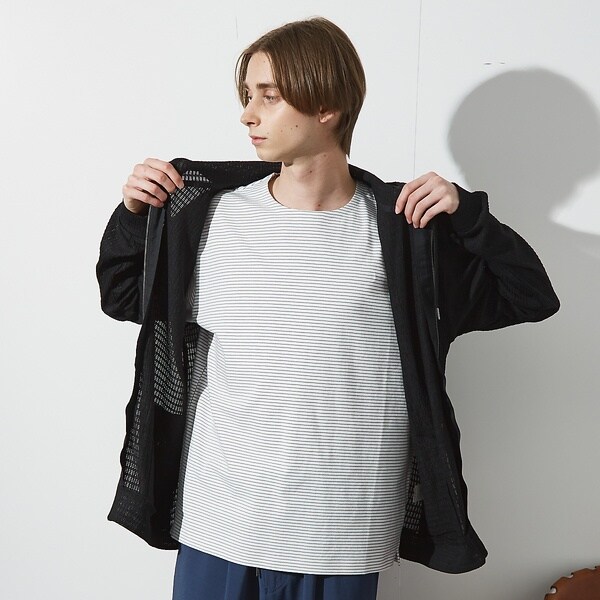 アバハウス（ABAHOUSE）/ブロック柄メッシュ ダブル ジップパーカー