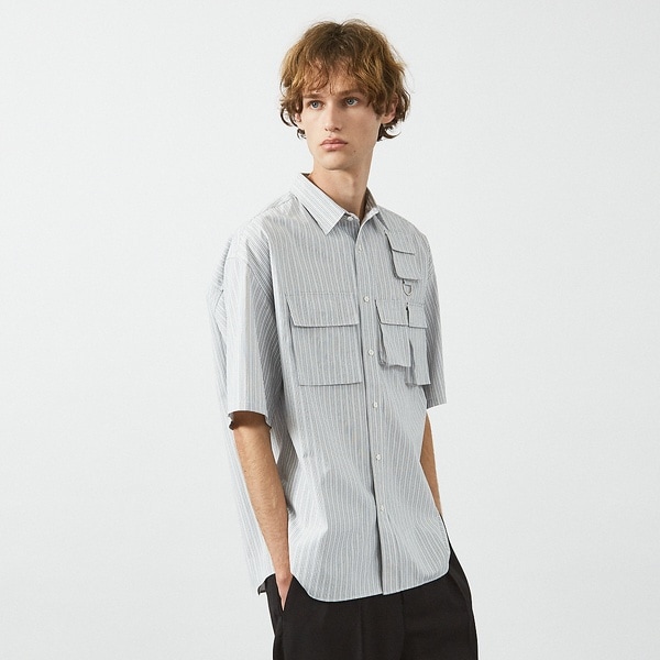 アバハウス（ABAHOUSE）/ファンクショナルストライプ 半袖シャツ