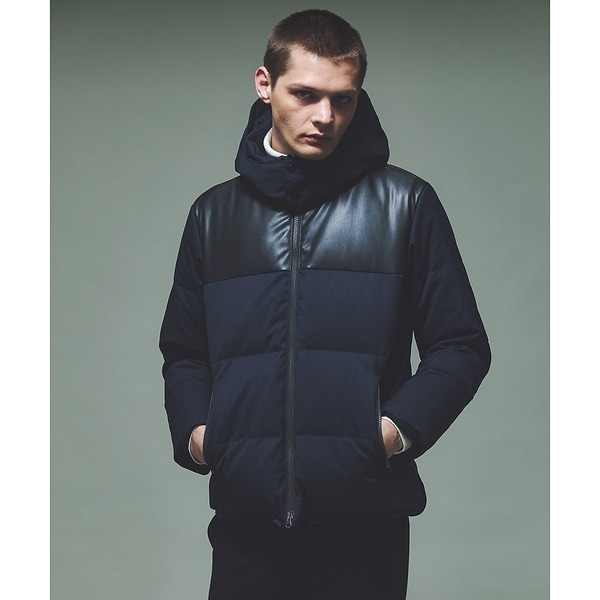 アバハウス（ABAHOUSE）/【700FP】レザーライクコンビ ダウンジャケット
