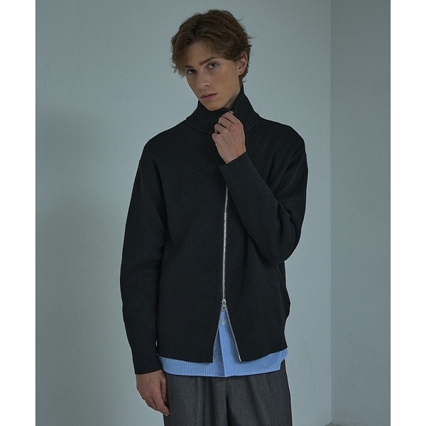 アバハウス（ABAHOUSE）/12ゲージ 畦編み ドライバーズニット / ダブルジップ