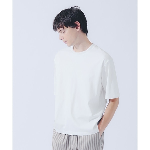 アバハウス（ABAHOUSE）/KNIT COLLAR コットンポンチ クルーネック半袖Tシャツ / リラックス