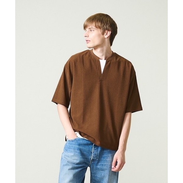 アバハウス(ABAHOUSE)/CREPE JERSEY ヘンリーネック スキッパーTシャツ アバハウス(ABAHOUSE)/CREPE JERSEY ヘンリーネック スキッパーTシャツ