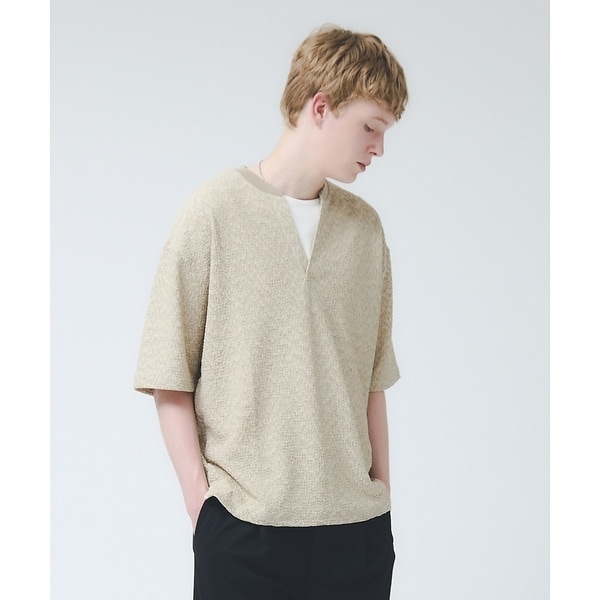 アバハウス（ABAHOUSE）/CREPE JERSEY ヘンリーネック スキッパーTシャツ