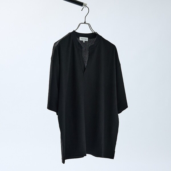 アバハウス(ABAHOUSE)/CREPE JERSEY ヘンリーネック スキッパーTシャツ アバハウス(ABAHOUSE)/CREPE JERSEY ヘンリーネック スキッパーTシャツ