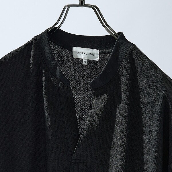 アバハウス(ABAHOUSE)/CREPE JERSEY ヘンリーネック スキッパーTシャツ アバハウス(ABAHOUSE)/CREPE JERSEY ヘンリーネック スキッパーTシャツ