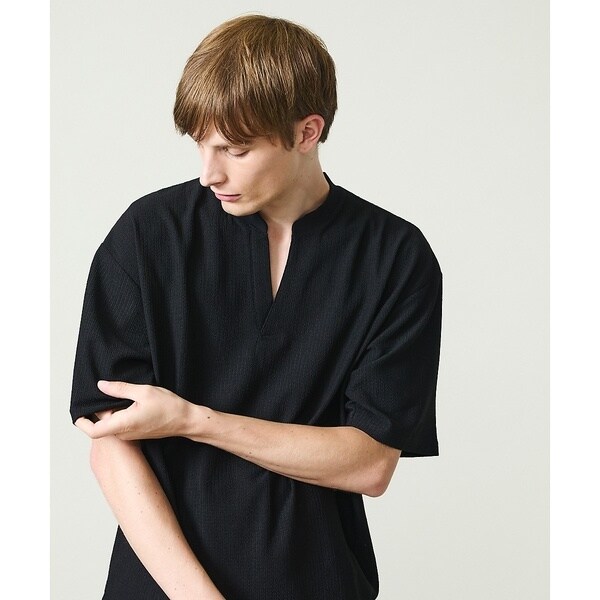 アバハウス(ABAHOUSE)/CREPE JERSEY ヘンリーネック スキッパーTシャツ アバハウス(ABAHOUSE)/CREPE JERSEY ヘンリーネック スキッパーTシャツ