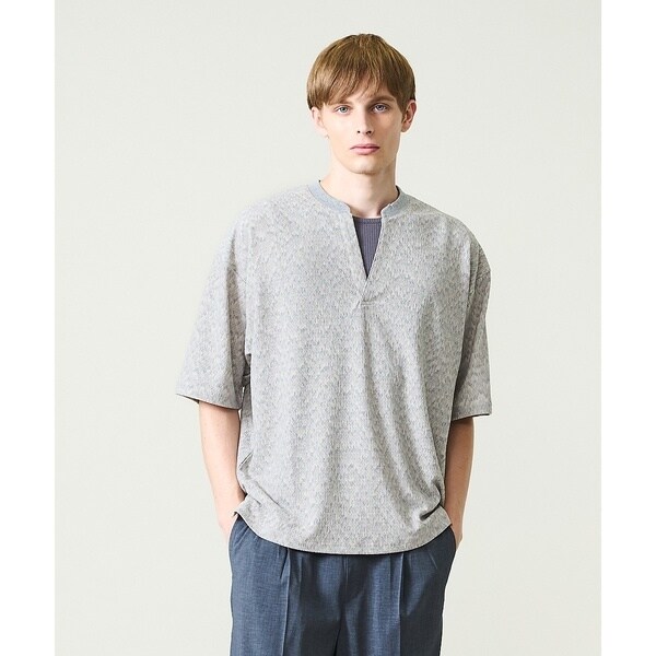 アバハウス(ABAHOUSE)/CREPE JERSEY ヘンリーネック スキッパーTシャツ アバハウス(ABAHOUSE)/CREPE JERSEY ヘンリーネック スキッパーTシャツ