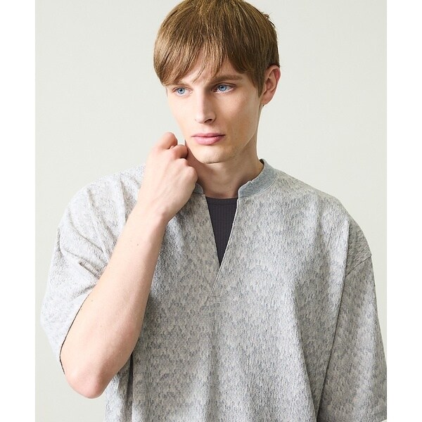 アバハウス(ABAHOUSE)/CREPE JERSEY ヘンリーネック スキッパーTシャツ アバハウス(ABAHOUSE)/CREPE JERSEY ヘンリーネック スキッパーTシャツ