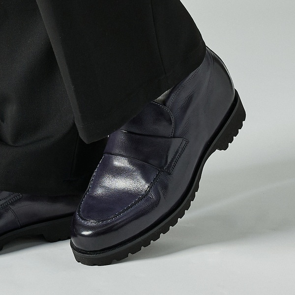 ブラック エナメル アルフレッドバニスター　alfredoBANNISTER サイドジップ ハイカット レザースニーカー｜alfredoBANNISTER