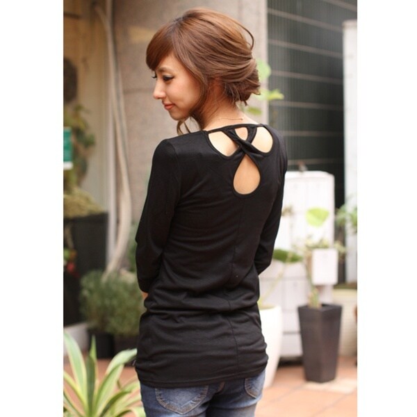 フェリーニ（fellini）/バックデザイン七分袖カットソー