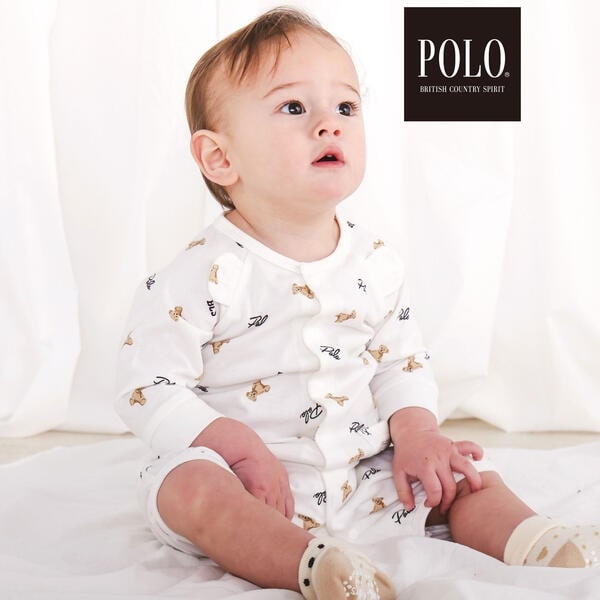 スラップスリップ ベビー（SLAP SLIP BABY）/【POLO BCS(ポロ・ビーシーエス)×SLAP SLIPコラボ】クマ耳POLO総柄2wayロンパ