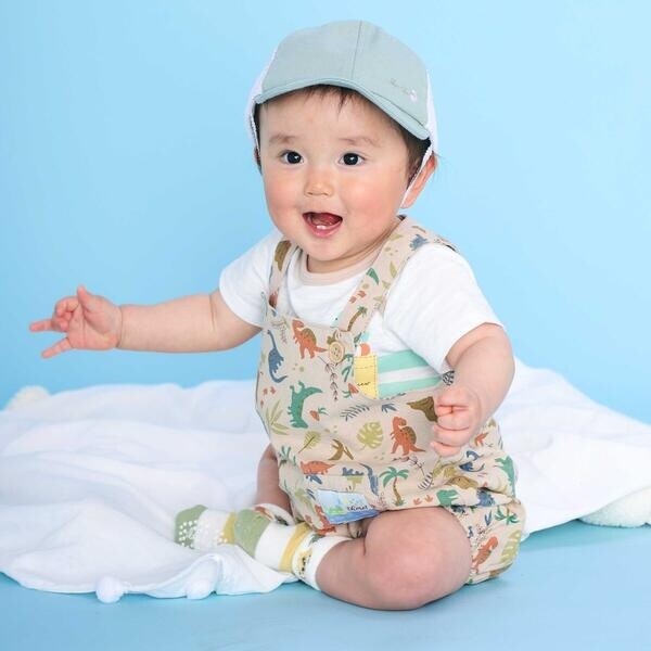 スラップスリップ ベビー（SLAP SLIP BABY）/【お揃い】恐竜海モチーフ総柄サロペット+海のいきものプリントボディミニセットベビー(70…