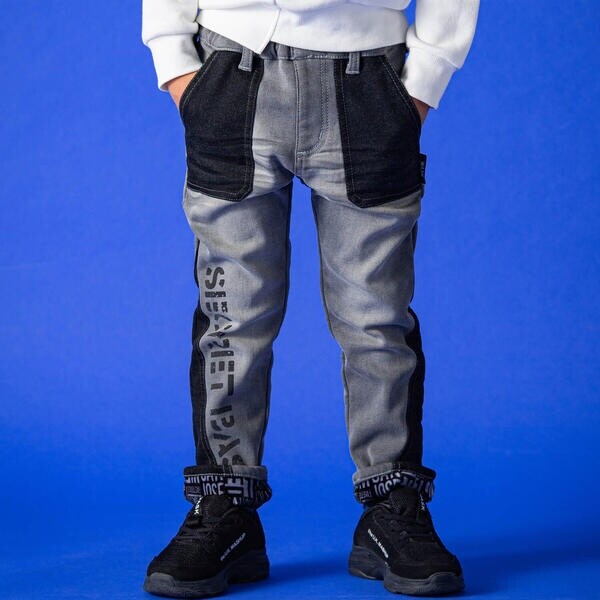 ワスク（WASK）/ロゴ配色パンツボンディングデニムパンツ(100〜160cm)