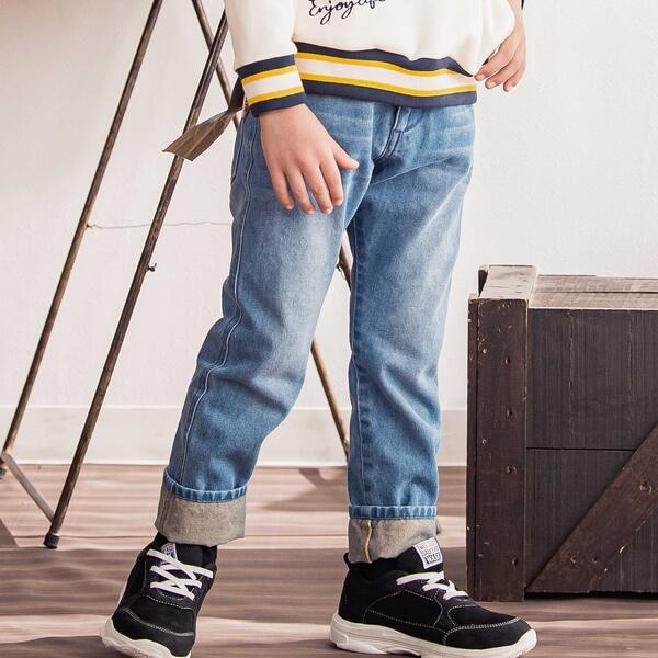 ワスク（WASK）/ロゴ刺しゅう横糸カラーデニムアジャスターパンツ(100~160cm) 5,016円