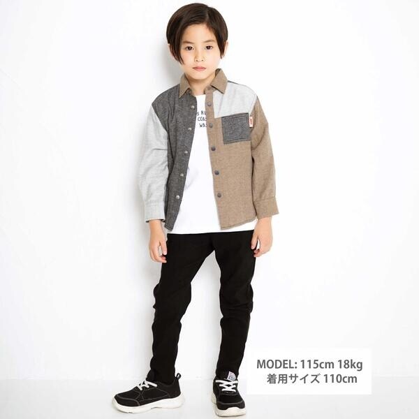 ワスク（WASK）/カラフル袖シャツ＆ロゴプリント半袖Tシャツ(100~160cm)_1