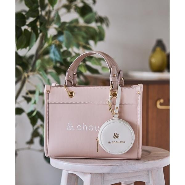 アンドシュエット（& chouette）/ポーチ付き ドットロゴデザインハンドバッグ