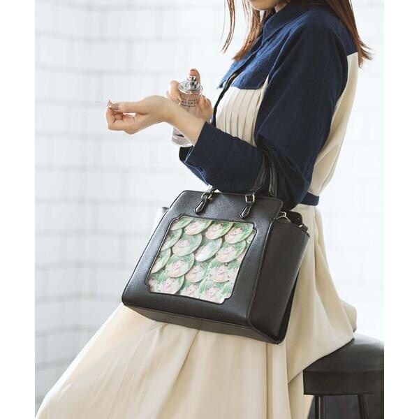 アンドシュエット（& chouette）/《推し事バッグ》クリアポケット付きスクエアトートバッグ