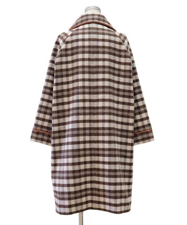 フィント/合皮パイピングダブル釦コートの通販は