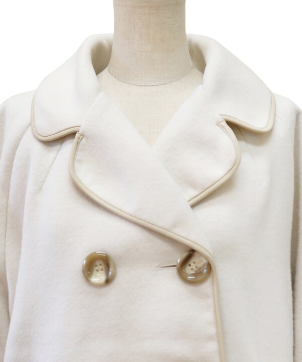 フィント/合皮パイピングダブル釦コートの通販は