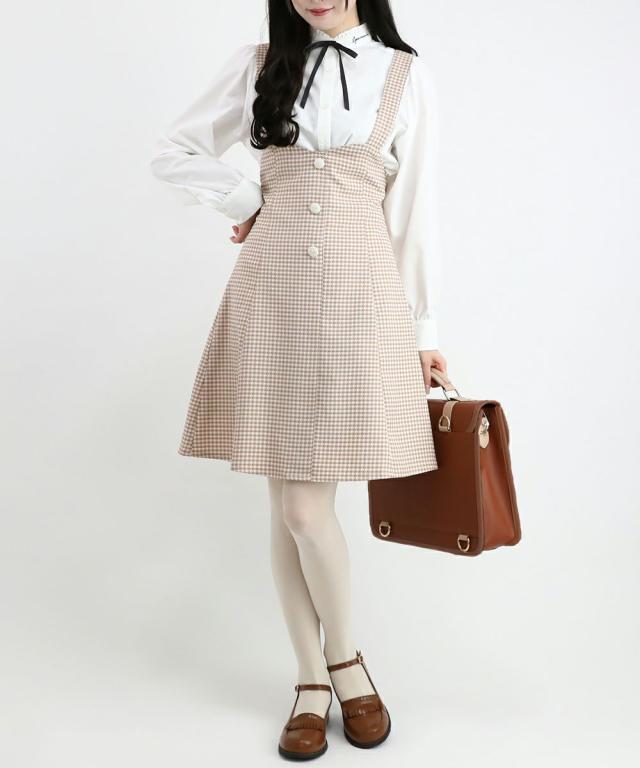 フィント/サスペンダー付きハイウエストチェックミニスカートの通販は 5,016円