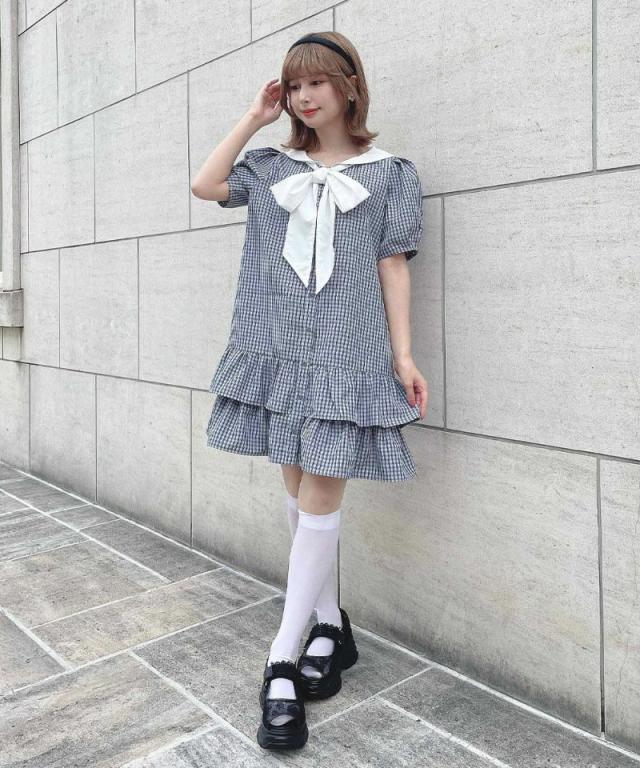 フィント＊セーラーワンピース ダブルライン長袖セーラーワンピース