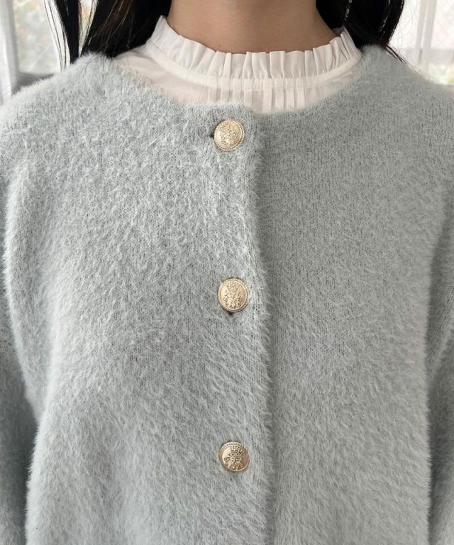 フィント（FINT）/【ふわふわカーデ/洗える】ゴールド釦コクーン