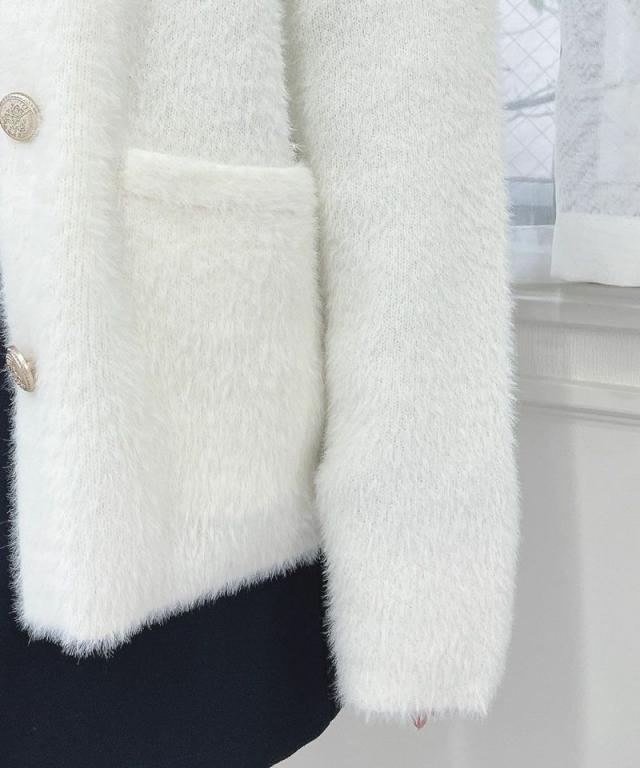 フィント（FINT）/【ふわふわカーデ/洗える】ゴールド釦コクーン