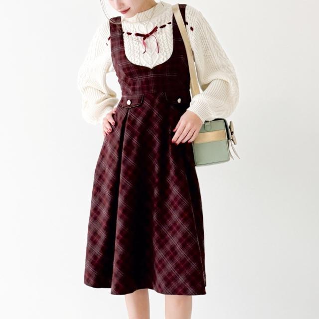 フィント（FINT）/ディープＶネックチェックジャンパースカート