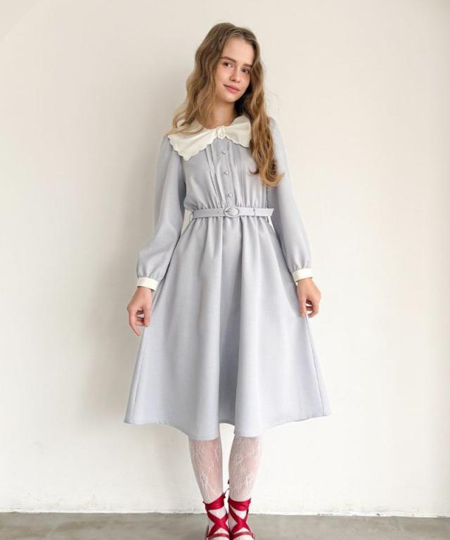 フィント（FINT）/ビッグリボンクレリック衿ワンピース
