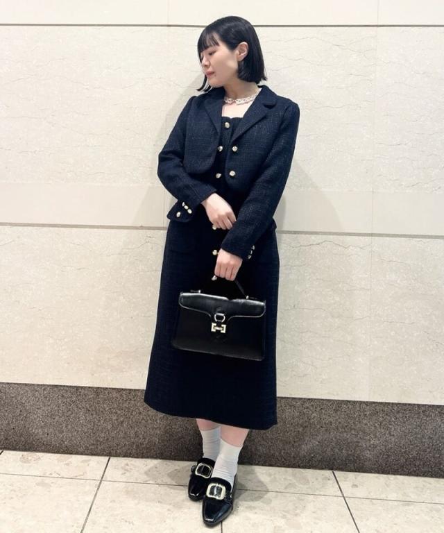 an another angelus ショートジャケット　ワイドパンツ　セット 配色使いミニ千鳥ショートジャケットセットアップ | アンアナザー
