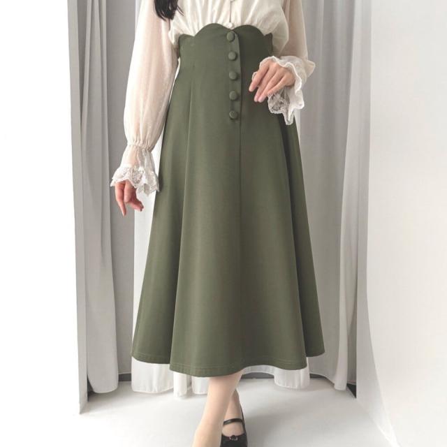 アンアナザーアンジェラス（an another angelus）/【大人可愛い/洗える】ハイウエストスカラップフレアースカート
