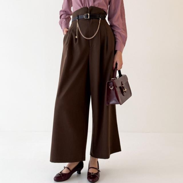 アンアナザーアンジェラス（an another angelus）/【洗える/セットアップ可能/サイズ展開あり】チェーンベルト付きハイウエストパンツ