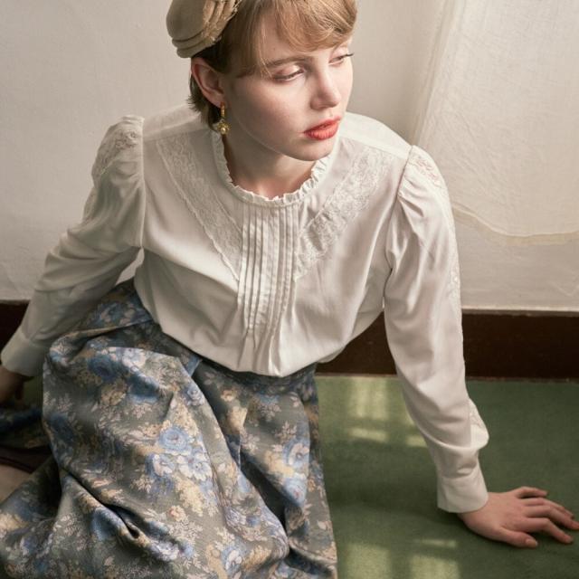 アンアナザーアンジェラス（an another angelus）/【洗える】フロントピンタックレース使いブラウス