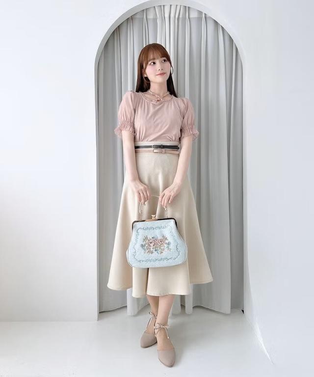 アンアナザーアンジェラス（an another angelus）/クリアハンドルローズ刺繍がま口バッグ