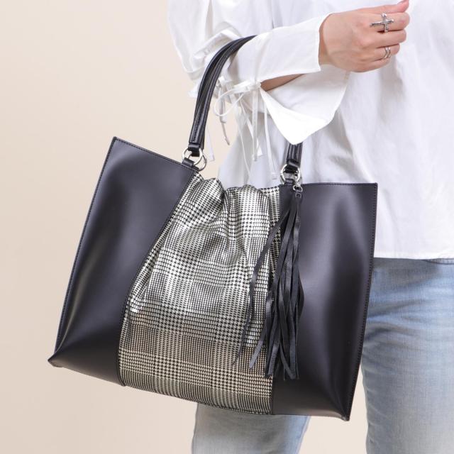 ベース（BASE）/【本革】【イタリア製】【A4対応】2WAY チェック レザー トートバッグ ショルダー紐付き ベース（BASE）/【本革】【イタリア製】【A4対応】2WAY チェック