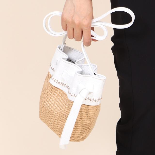 ベース（BASE）/【ROBERTA GANDOLFI】イタリア製 カーフスキンコンビ ミニかごショルダーバッグ