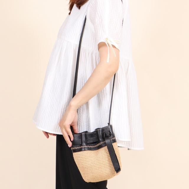 ベース（BASE）/【ROBERTA GANDOLFI】イタリア製 カーフスキンコンビ ミニかごショルダーバッグ