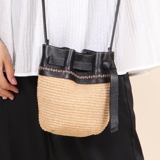 ベース（BASE）/【ROBERTA GANDOLFI】イタリア製 カーフスキンコンビ ミニかごショルダーバッグ